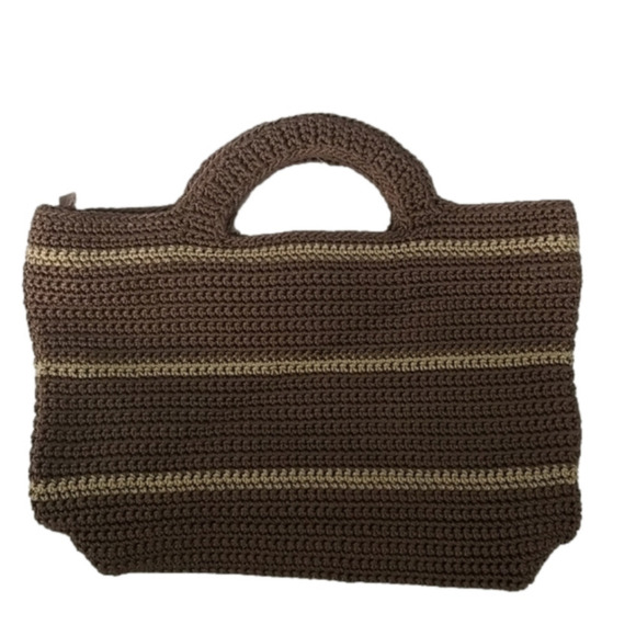 𝅺cato Purse Crochet Bag Brown Handles - Picture 1 of 8